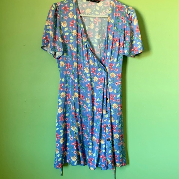 Zara silk floral blue dress - Picture 5 of 5